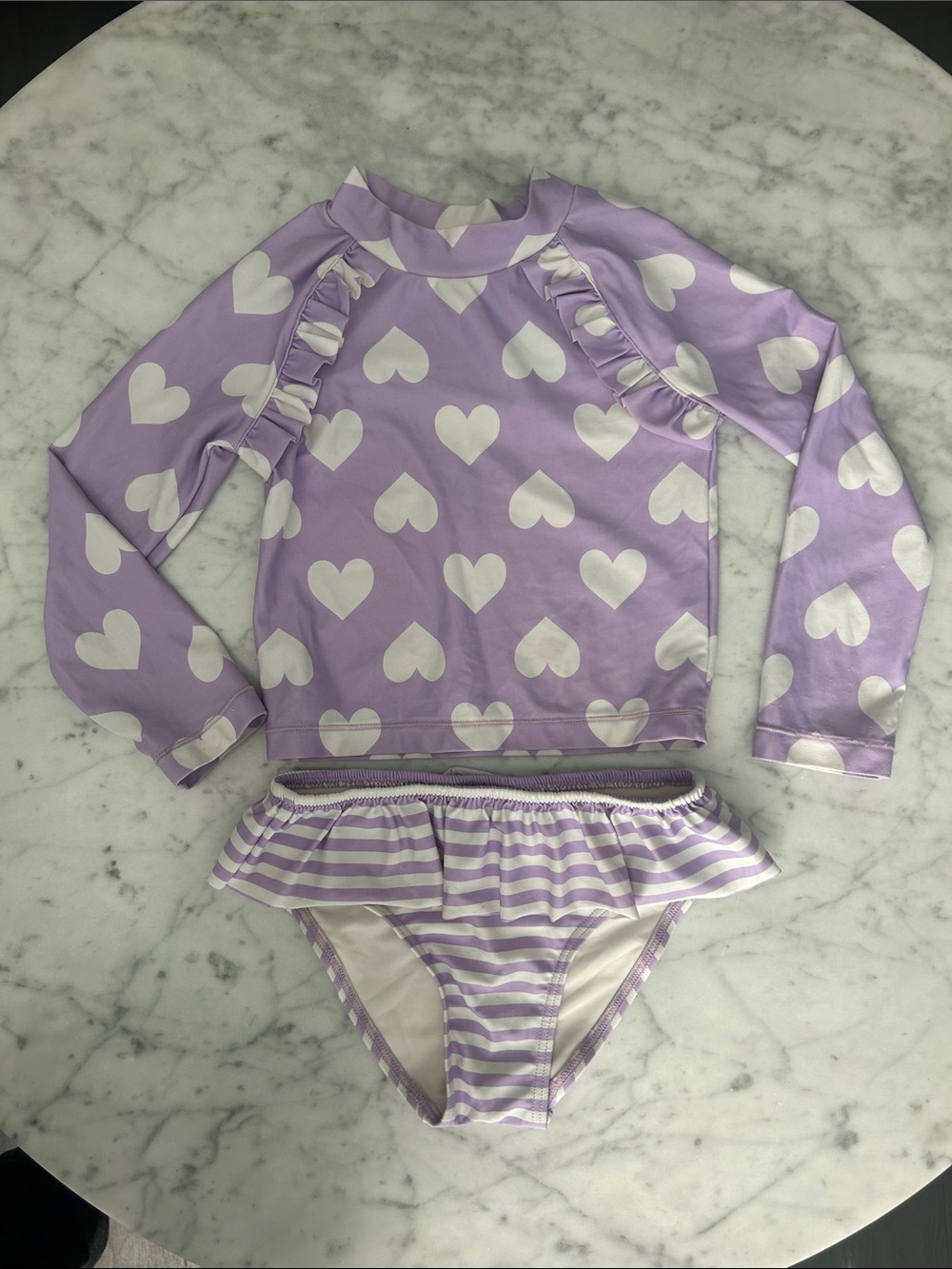 Tucker & Tate 2T Kids Lavender Heart Rash Guard Swim Set